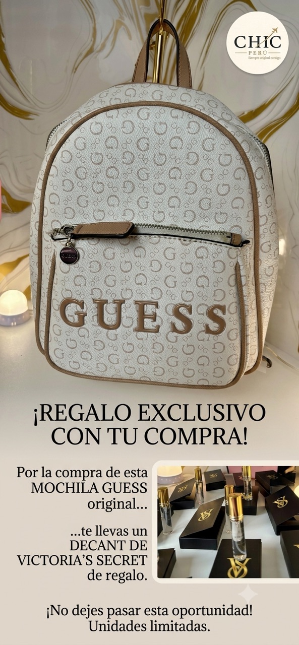 ✨ Mochila Guess Monogram - Beige/Camel